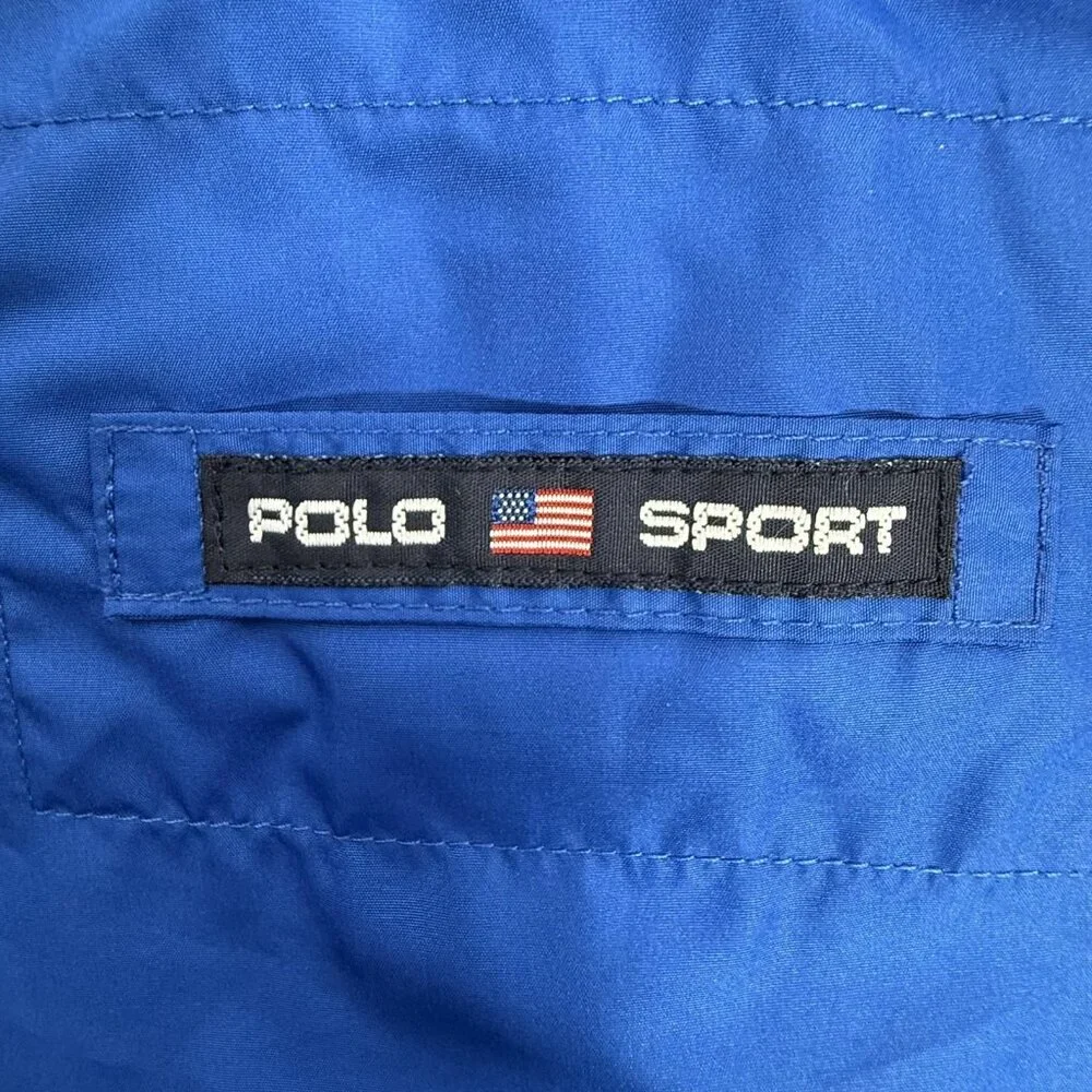 Vintage Polo Sport Ralph Lauren Vest Mens Large Blue Windbreaker USA Flag 90s‎